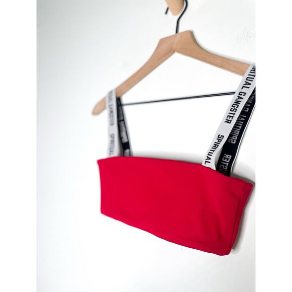 Spiritual Gangster Skylar Frame Red Bra Small Logo Strap Sporty Bralette - Picture 4 of 8